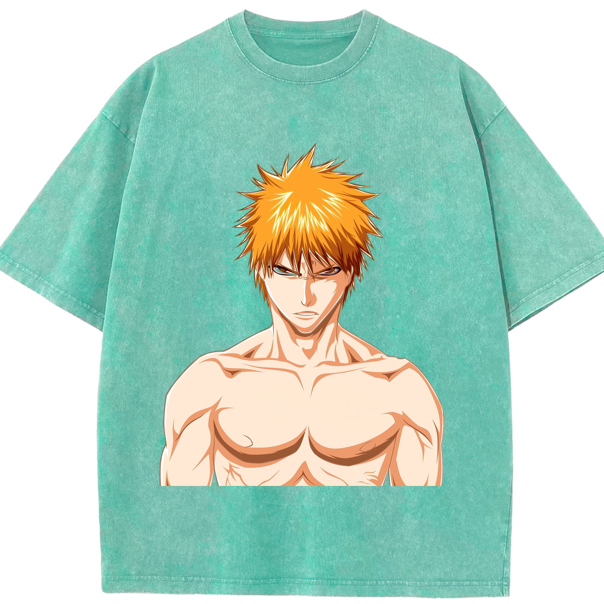 （画像用） ブリーチ 黒崎一護（くろさき いちご）BLEACH Kurosaki Ichigo 綿100% ヴィンテージ風 半袖Tシャツ（フロントプリント）